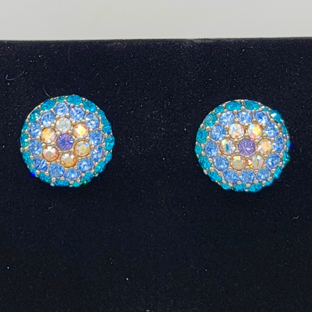 Swarovski Crystal Pierced Earrings, Blues